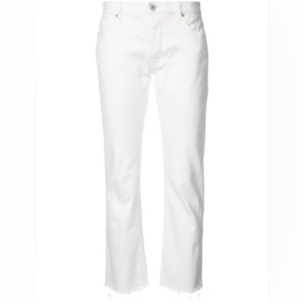 Nili Lotan MOTT RAW-HEM STRETCH-COTTON CROPPED JEANS IN WHITE size 4